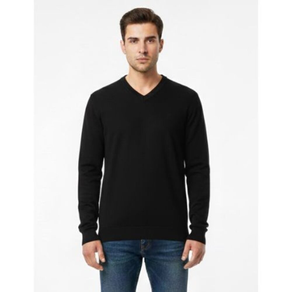 Vroom and Dreesmann black knit men shirt EUC size M long sleeves